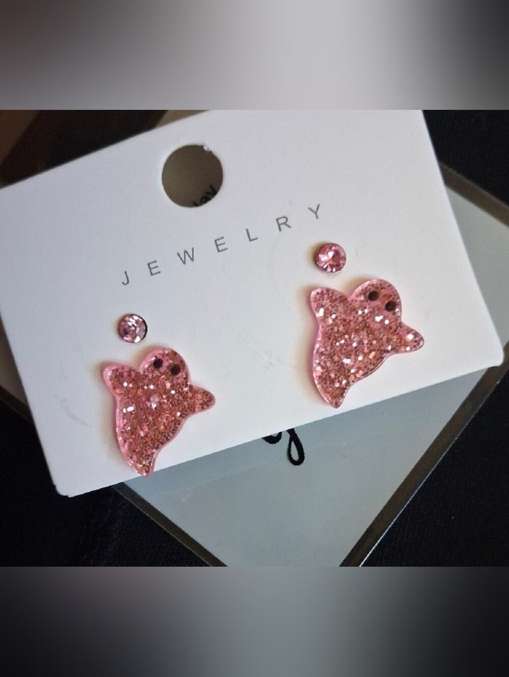 $8 Each Or Bundle 5/$20 Kids Pink Glitter Ghost Stud Earring Set